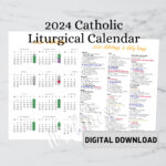 2024 Catholic Calendar Digital Download   Etsy | Catholic Calendar 2024 Printable