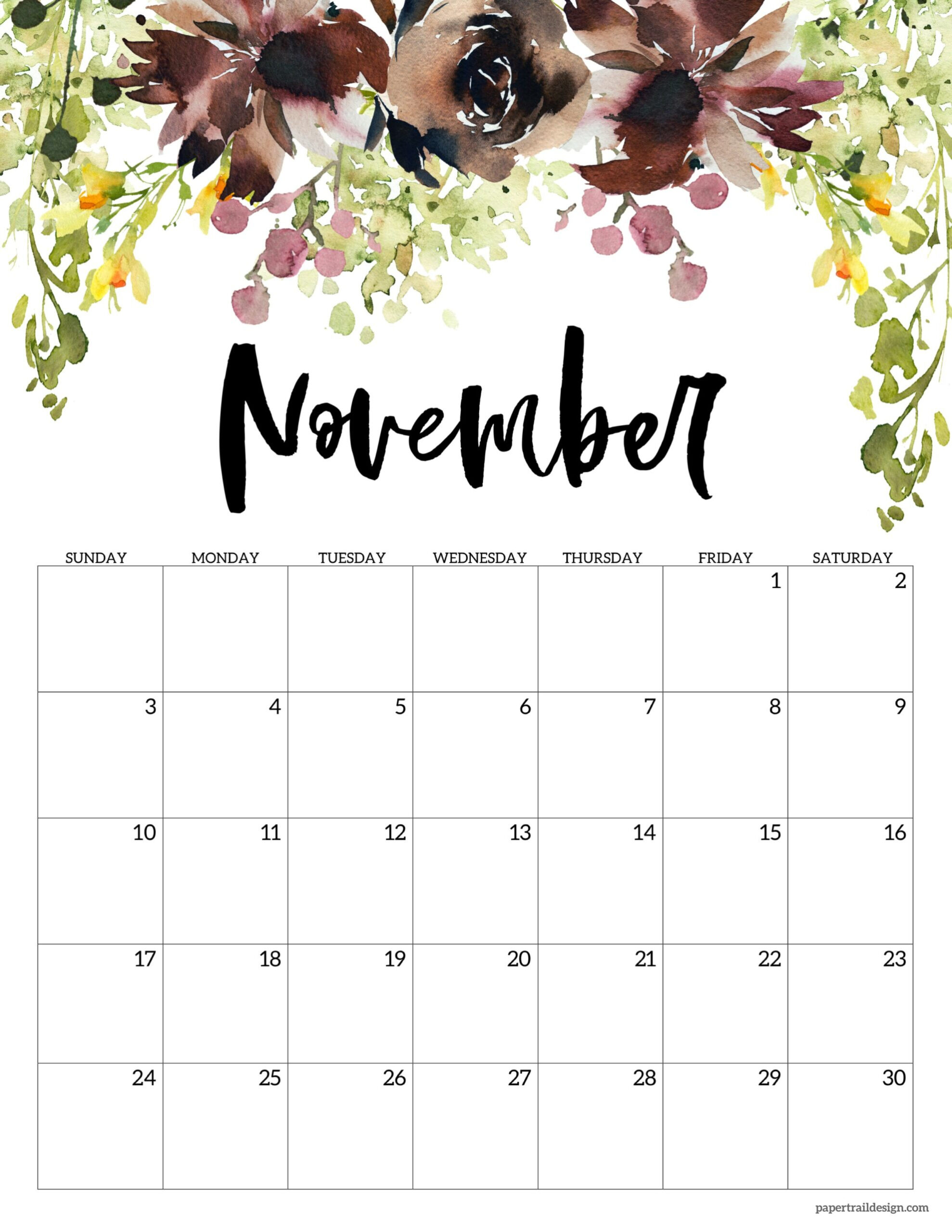 2024 Floral Calendar Printable - Paper Trail Design |  Calendar 2024