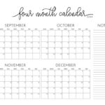 2024 Four Month Calendars   18 Free Printables | Printabulls | 2024 Printable Monthly Calendar Pages