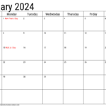 2024 January Calendars   Handy Calendars | 2024 Monthly Calendar Printable With Holidays