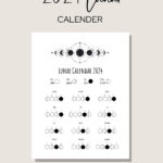 2024 Lunar Calendar Printable Moon Phase Calendar 8.5'' X 11 | 2024 Full Moon Calendar Printable