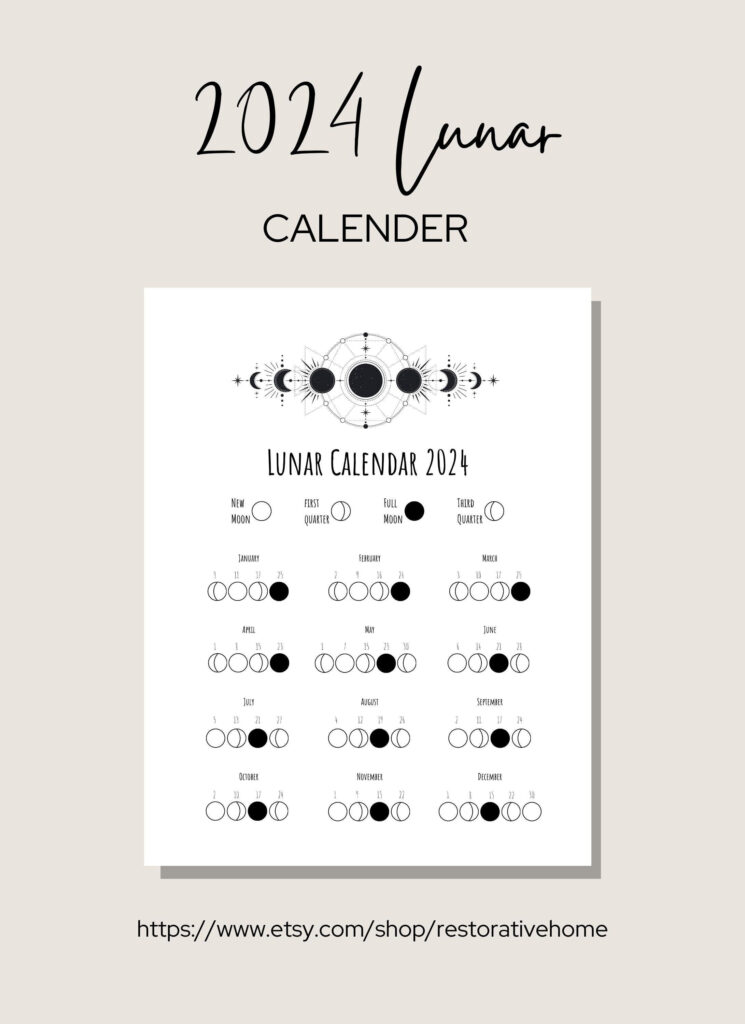 2024 Full Moon Calendar Printable Calendar 2024 Printable Calendar 2024