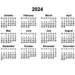 2024 Monday Start Horizontal Black And White Calendar Template | Printable Pocket Calendar 2024