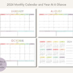 2024 Monthly Calendar Printable Year At A Glance Landscape   Etsy Uk | Printable Monthly Calendar 6 By 9 2020 To 2024