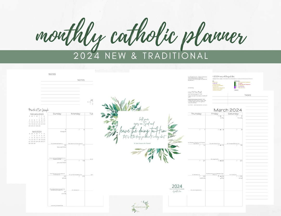 2024 Monthly Catholic Planner Printable Pdf: Monthly Calendar - Etsy |  Calendar 2024