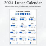 2024 Moon Calendar Moon Phase Calendar Lunar Calendar 2024   Etsy | 2024 Lunar Calendar Printable