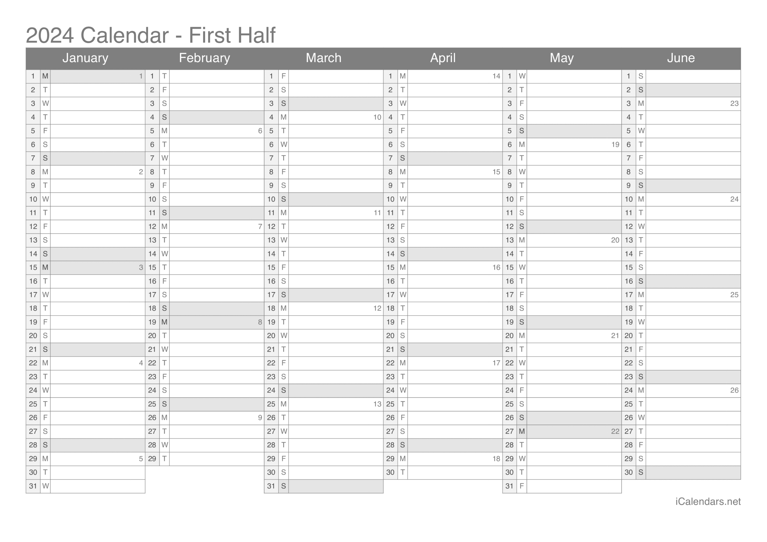 2024 Printable Calendar - Pdf Or Excel | Excel 2024 Calendar Printable