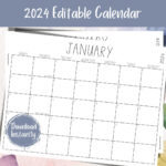 2024 Printable Calendar Template Editable Family Organizer   Etsy | Printable Monthly Calendar 6 By 9 2020 To 2024