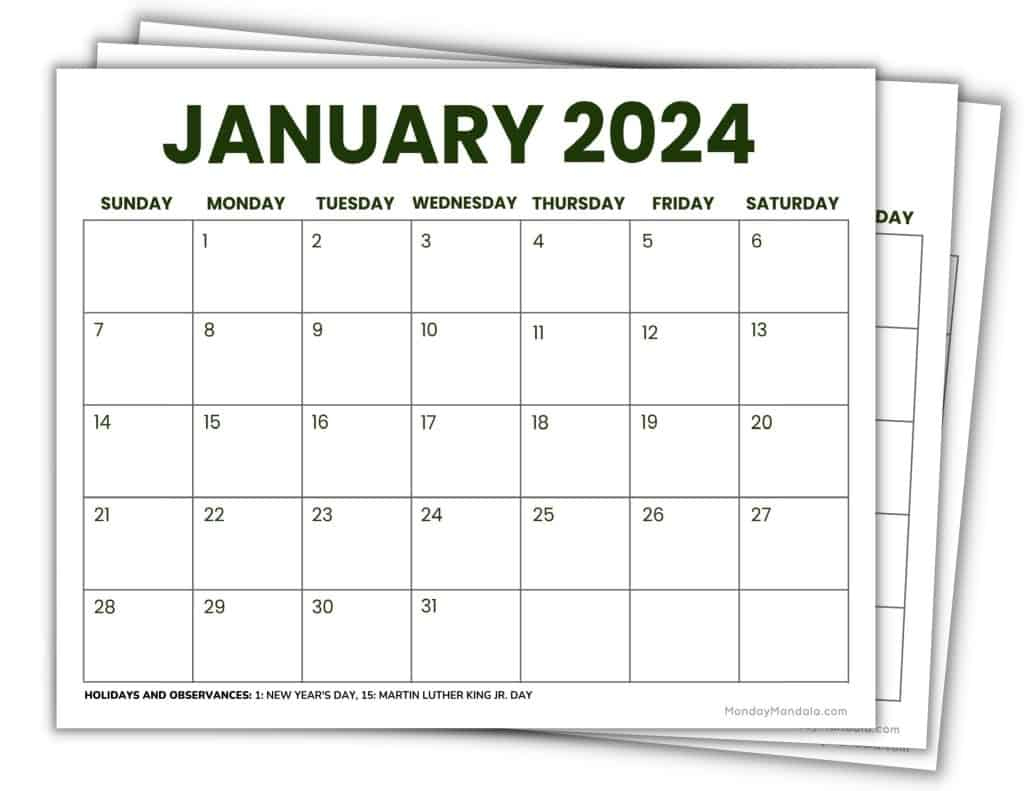 2024 Printable Calendars (56 Free Pdf Printables) | 2024 Monthly Calendar Printable PDF