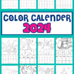 2024 Printable Coloring Calendar For Kids   Made With Happy |  Calendar 2024