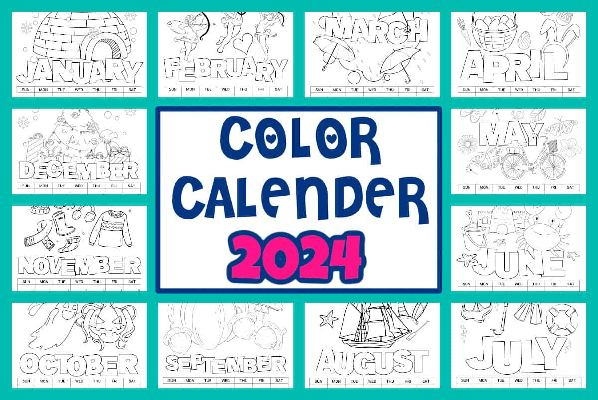 2024 Printable Coloring Calendar For Kids - Made With Happy | Free Printable Children&amp;#039;S Calendar 2024