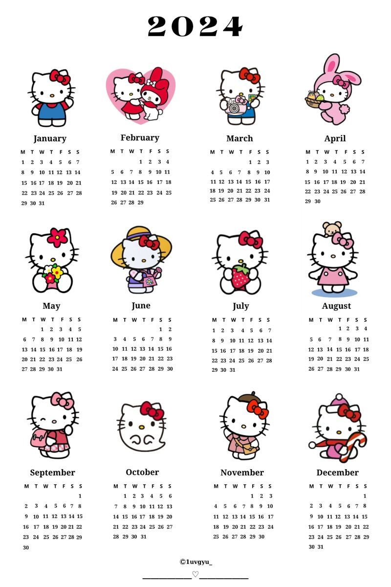 2024 Sanrio Hello Kitty Calendar In 2023 | Hello Kitty, Hello | Printable Sanrio Calendar 2024