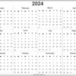 2024 Year Calendar | Yearly Printable | Printable Calendar 2024 Year At A Glance