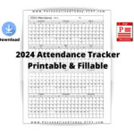 2024 Yearly Attendance Calendar Fillable And Print And Write | 2024 Attendance Calendar Printable