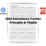 2024 Yearly Attendance Calendar Fillable And Print And Write | Free Printable 2024 Employee Attendance Calendar PDF