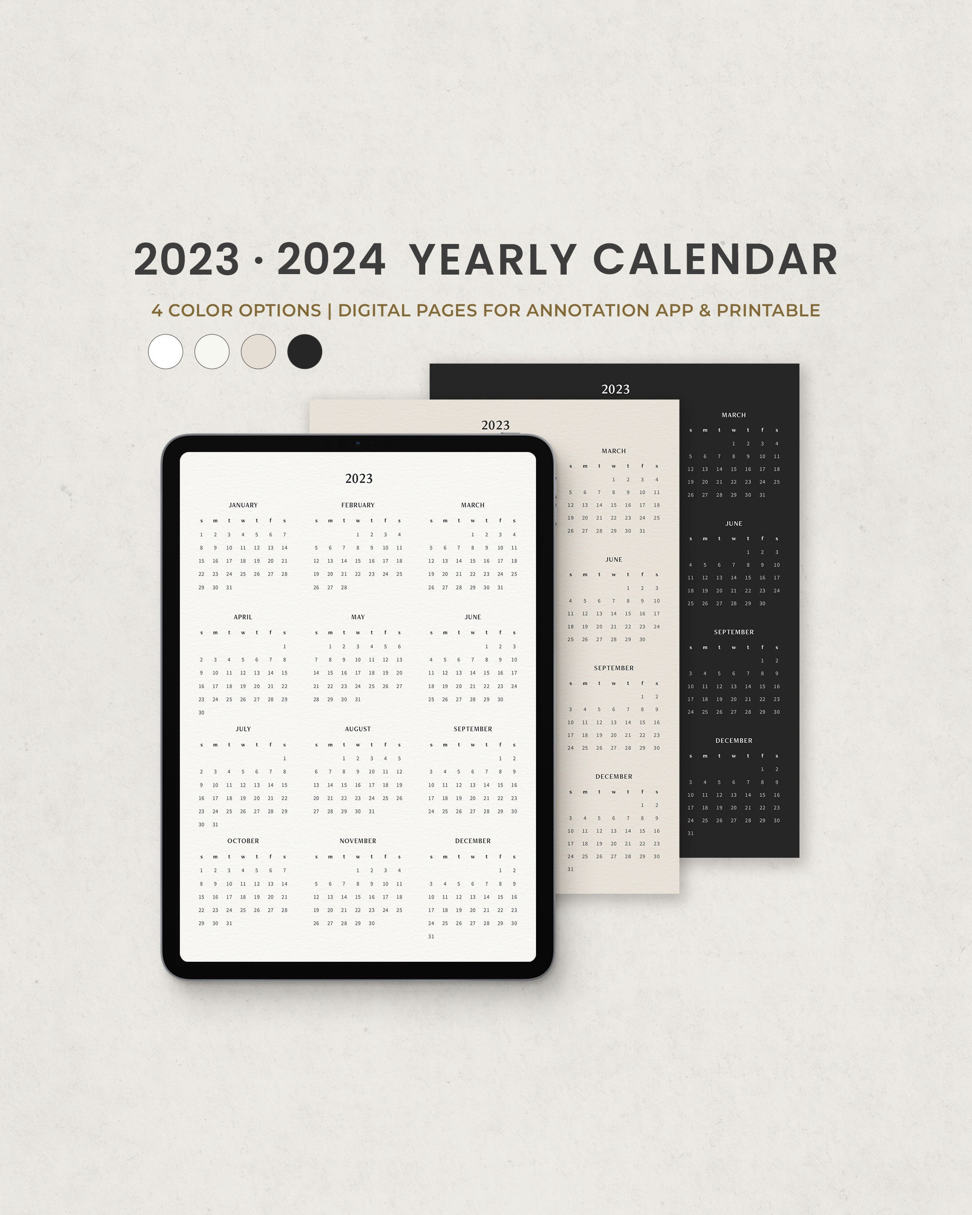 2024 Yearly Calendar 2024 At A Glance Yearly Overview - Etsy | Rci Weeks Calendar 2024 Printable