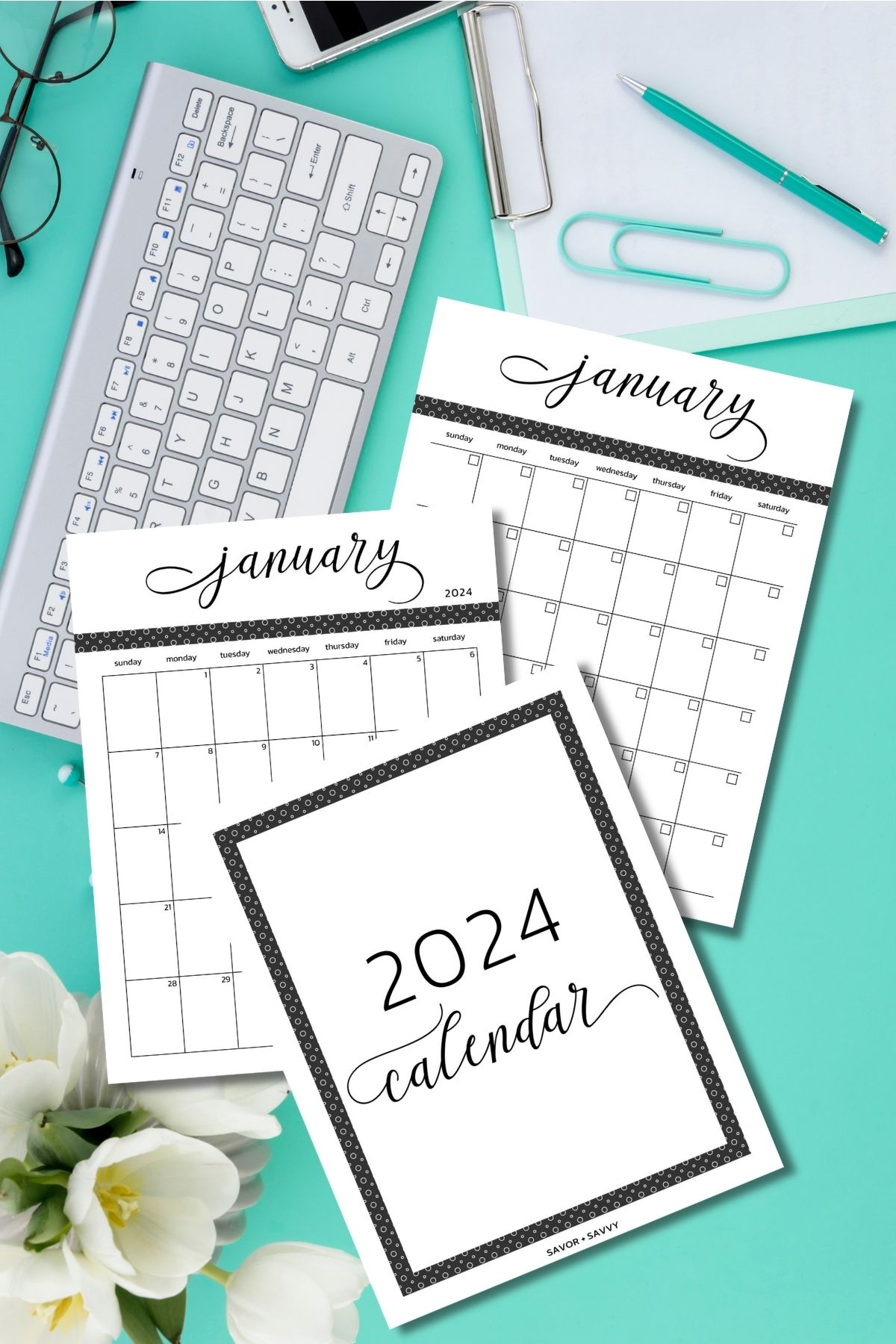 2024 Yearly Calendar Printable - Savor + Savvy |  Calendar 2024