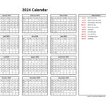 2024 Yearly Calendar Printable With Week Numbers | Free Calendar | 2024 Calendar Printable Word