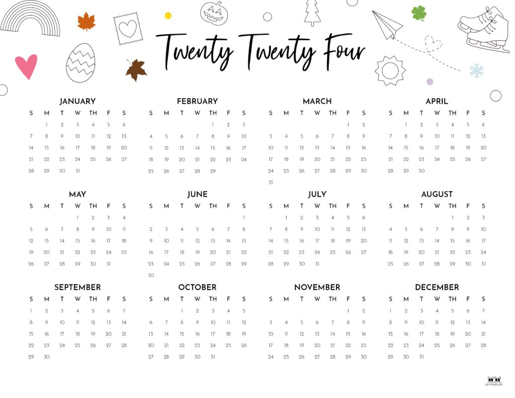 2024 Yearly Calendars - 29 Free Printables | Printabulls |  Calendar 2024