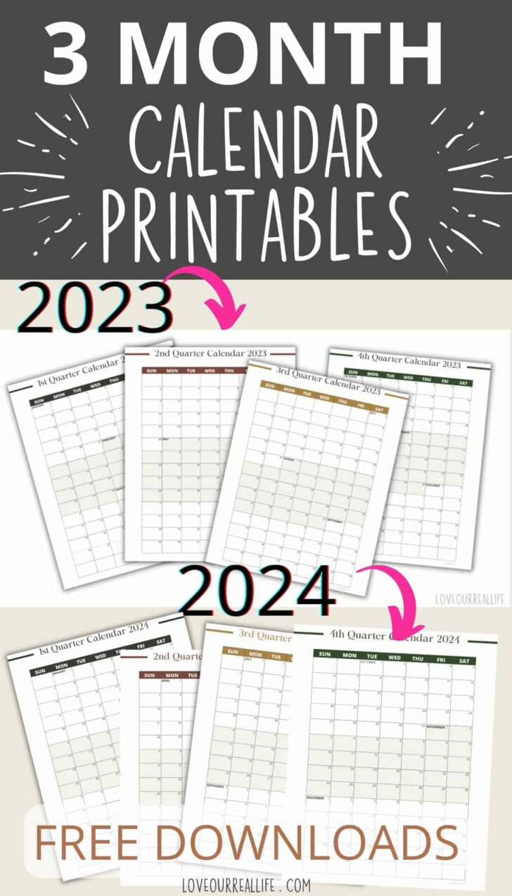 3 Month Calendar Printable 2024 | Calendar 2024