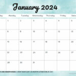 52 January 2024 Calendars (Free Pdf Printables) | January 2024 Calendar With Holidays Printable