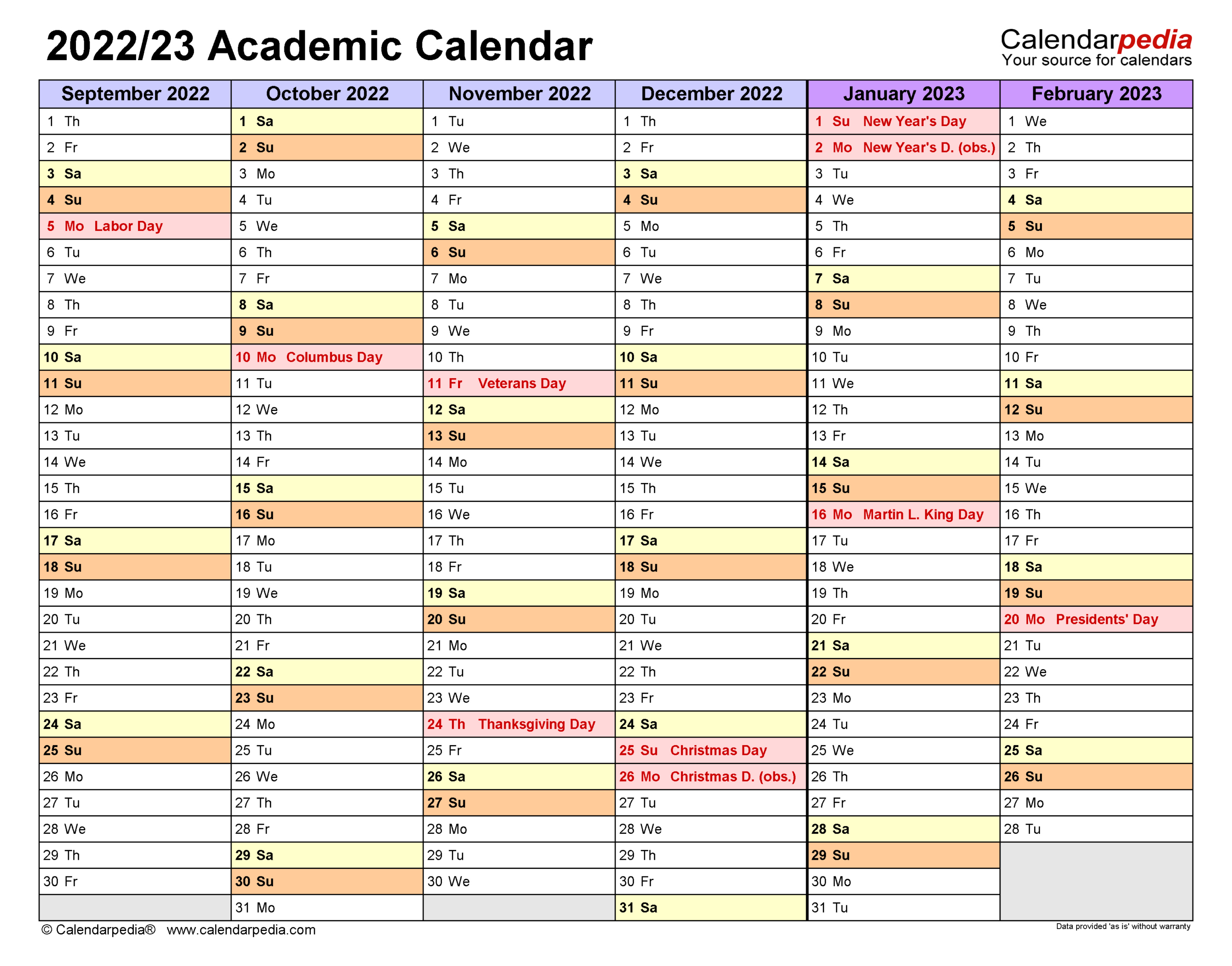 Academic Calendars 2022/2023 - Free Printable Pdf Templates |  Calendar 2024