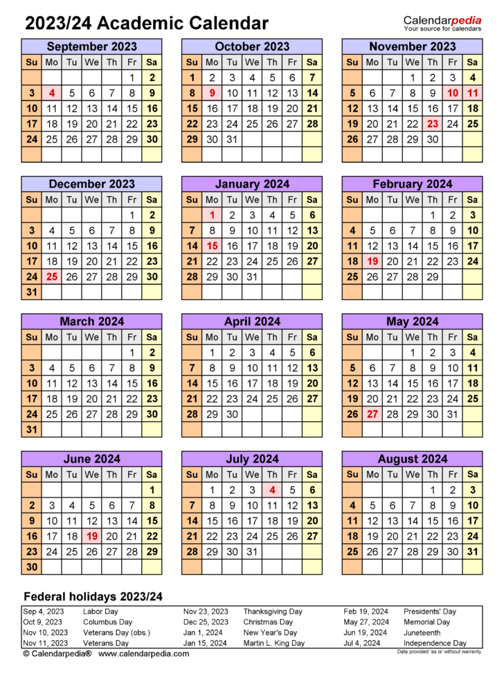 2023 2024 Academic Calendar Printable | Calendar 2024