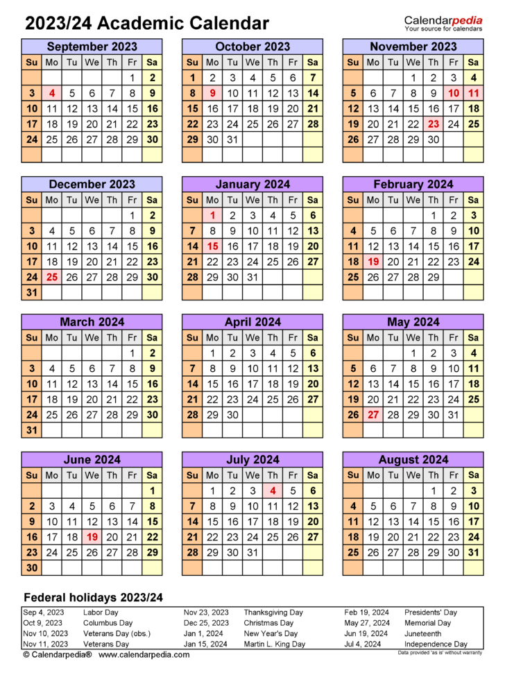 Free Printable 2023 2024 Academic Calendar | Calendar 2024