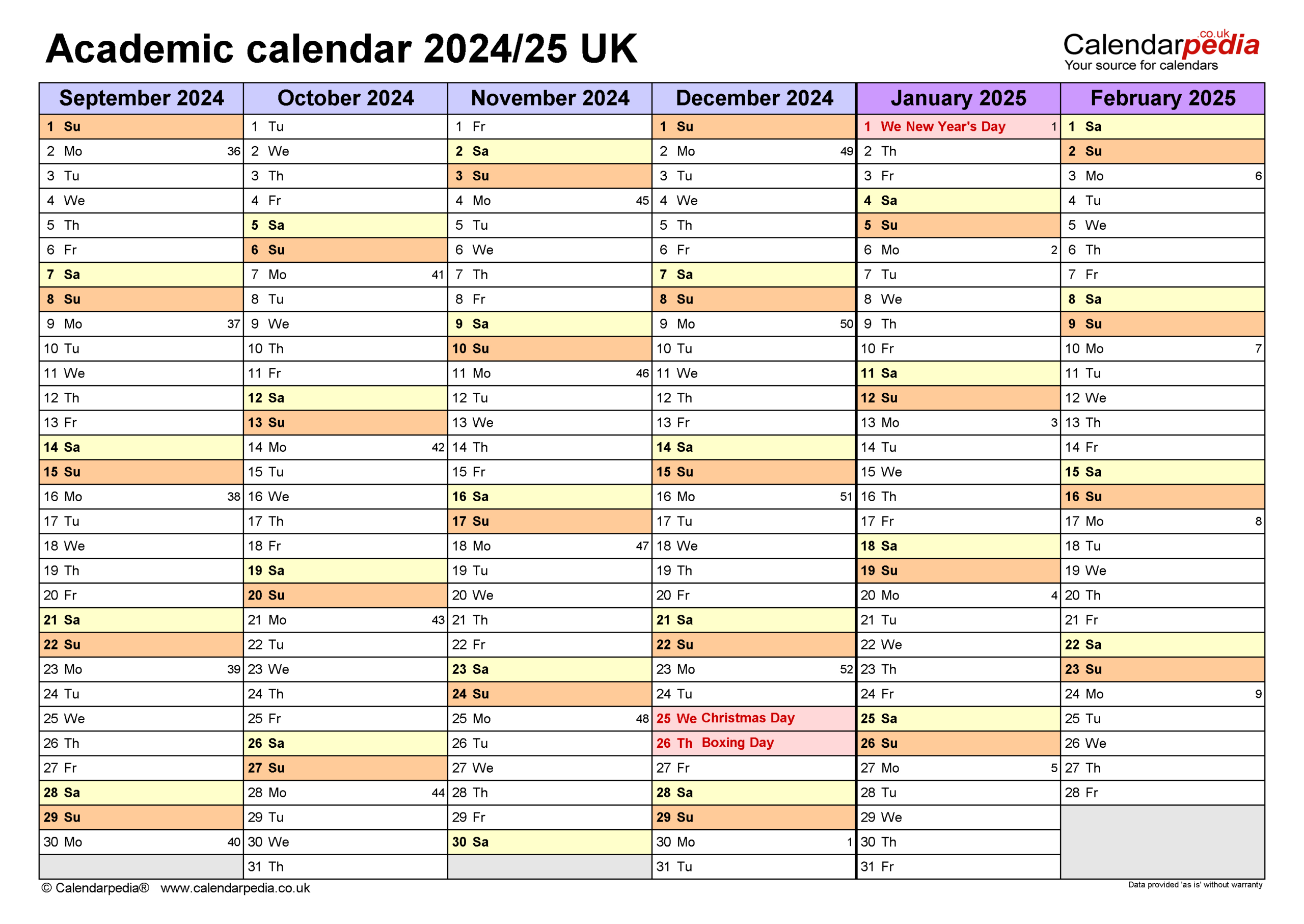 Academic Calendars 2024/25 Uk - Free Printable Pdf Templates | Printable Academic Calendar 2024 25