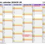 Academic Calendars 2024/25 Uk   Free Printable Word Templates | Academic Calendar 2024 25 Printable