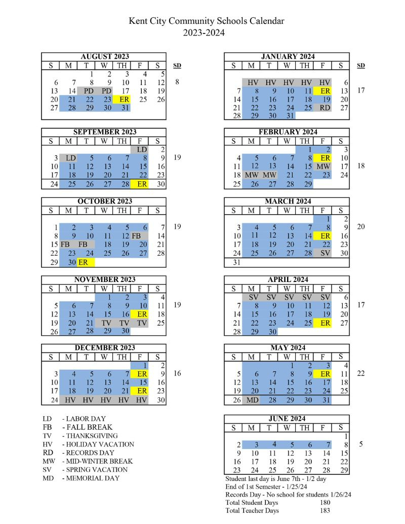 All The Greater Grand Rapids School Calendars 2023-24 (+Grps | Jenison School Calendar 2023 2024 Printable