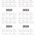 Année 2020 2021 2022 2023 2024 2025 Calendrier Vectoriel Design | 5 Year Calendar 2020 To 2024 Printable