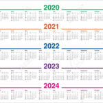 Année 2020 2021 2022 2023 2024 Modèle De Conception De Vecteur De | 3 Year Calendar 2021 To 2024 Printable