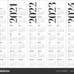 Année 2020 2021 2022 2023 2024 Modèle De Conception Vectorielle De | 4 Year Calendar 2020 To 2024 Printable