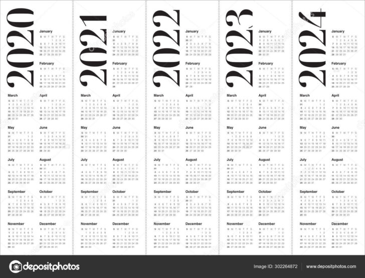 4 Year Calendar 2020 to 2024 Printable | Calendar 2024