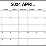 April 2024 Calendar | Free Printable Calendar | April 2024 Calendar Free Printable