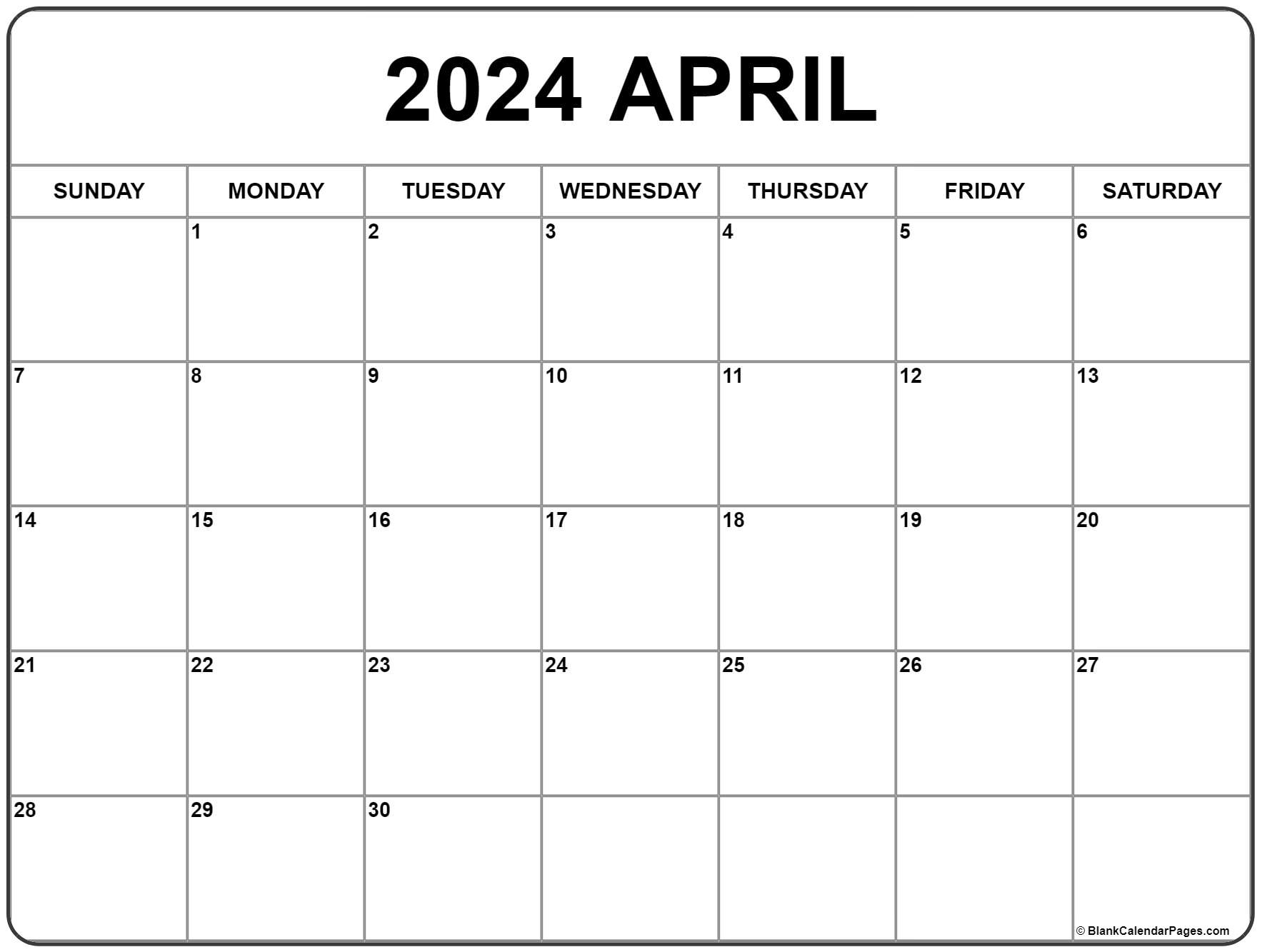 April 2024 Calendar | Free Printable Calendar | April 2024 Calendar Free Printable