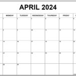 April 2024 Calendar | Free Printable Calendar | April 2024 Calendar Printable