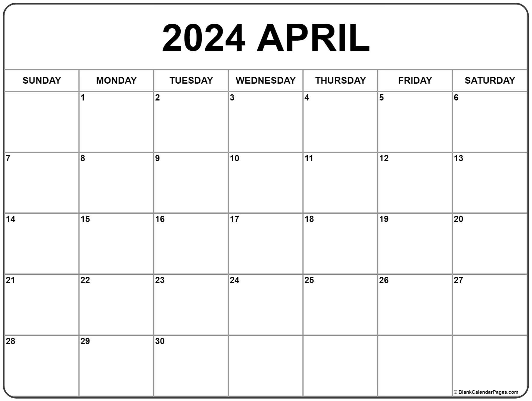 April 2024 Calendar | Free Printable Calendar | April 2024 Calendar With Holidays Printable