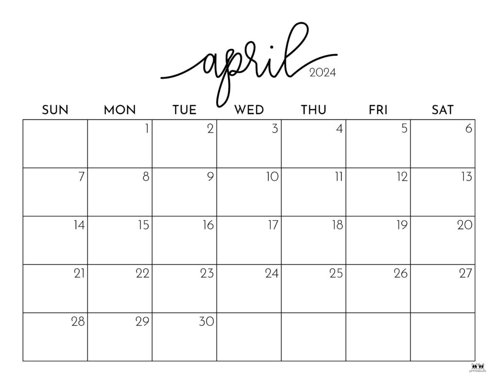 April 2024 Calendars - 50 Free Printables | Printabulls |  Calendar 2024