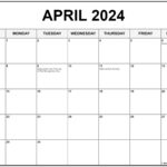 April 2024 With Holidays Calendar |  Calendar 2024