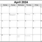 April 2024 With Holidays Calendar |  Calendar 2024