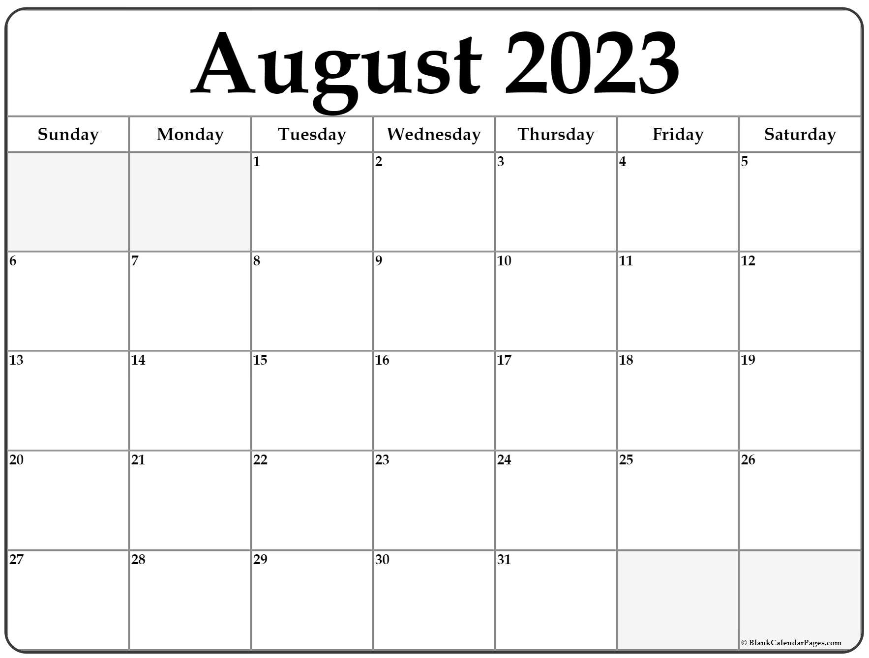 August 2023 Calendar | Free Printable Calendar |  Calendar 2024