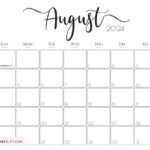 August 2024 Calendar   20 Cute & Free Printables | Saturdaygift | 2024 August Calendar Printable