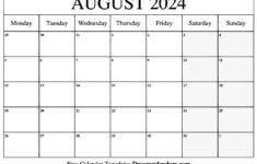 August 2024 Calendar | Free Blank Printable With Holidays | August 2024 Calendar Printable