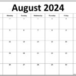 August 2024 Calendar | Free Printable Calendar | August 2024 Free Printable Calendar