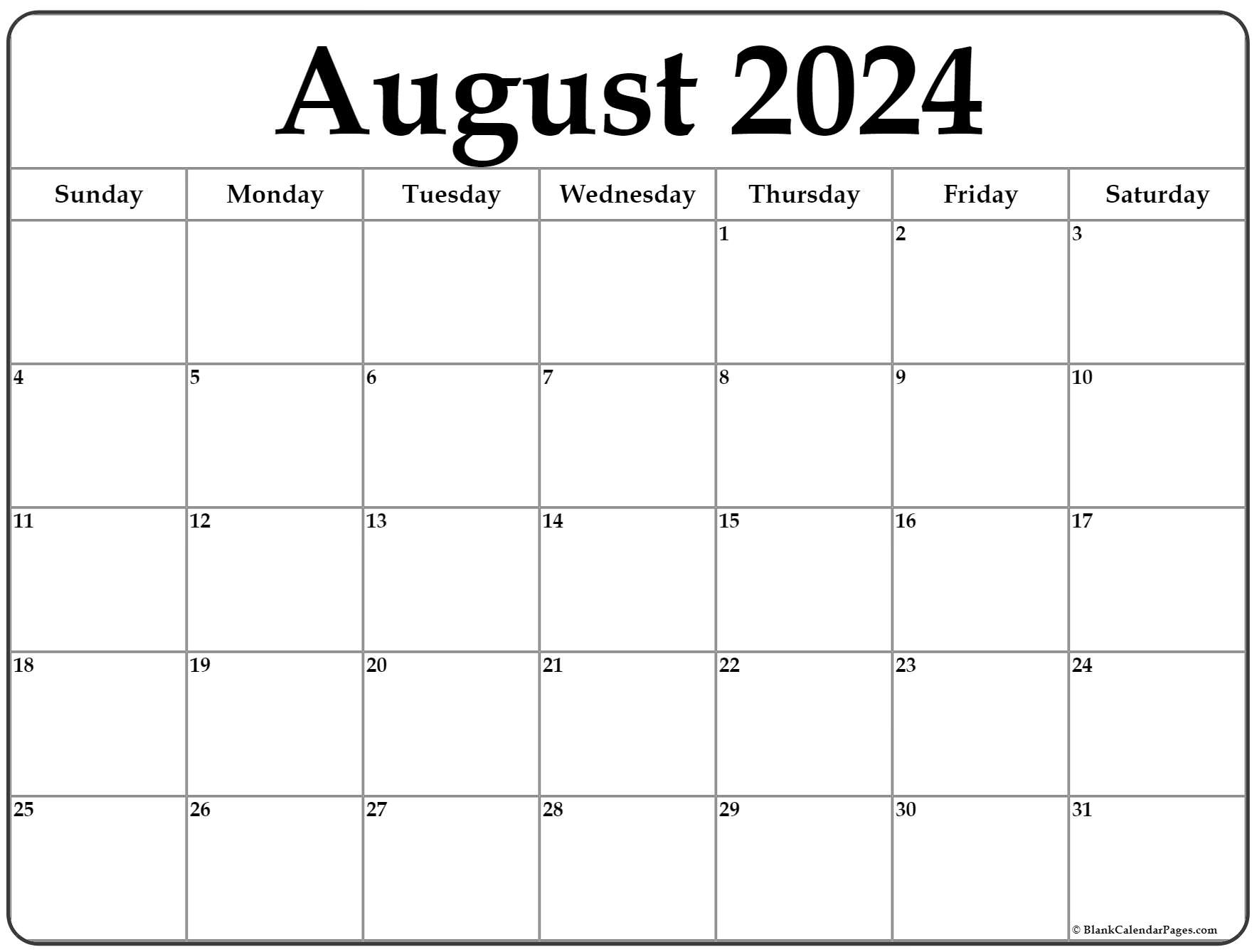 August 2024 Calendar | Free Printable Calendar |  Calendar 2024