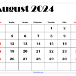 August 2024 Calendar Printable Pdf Templates Free Download | 2024 August Calendar Printable