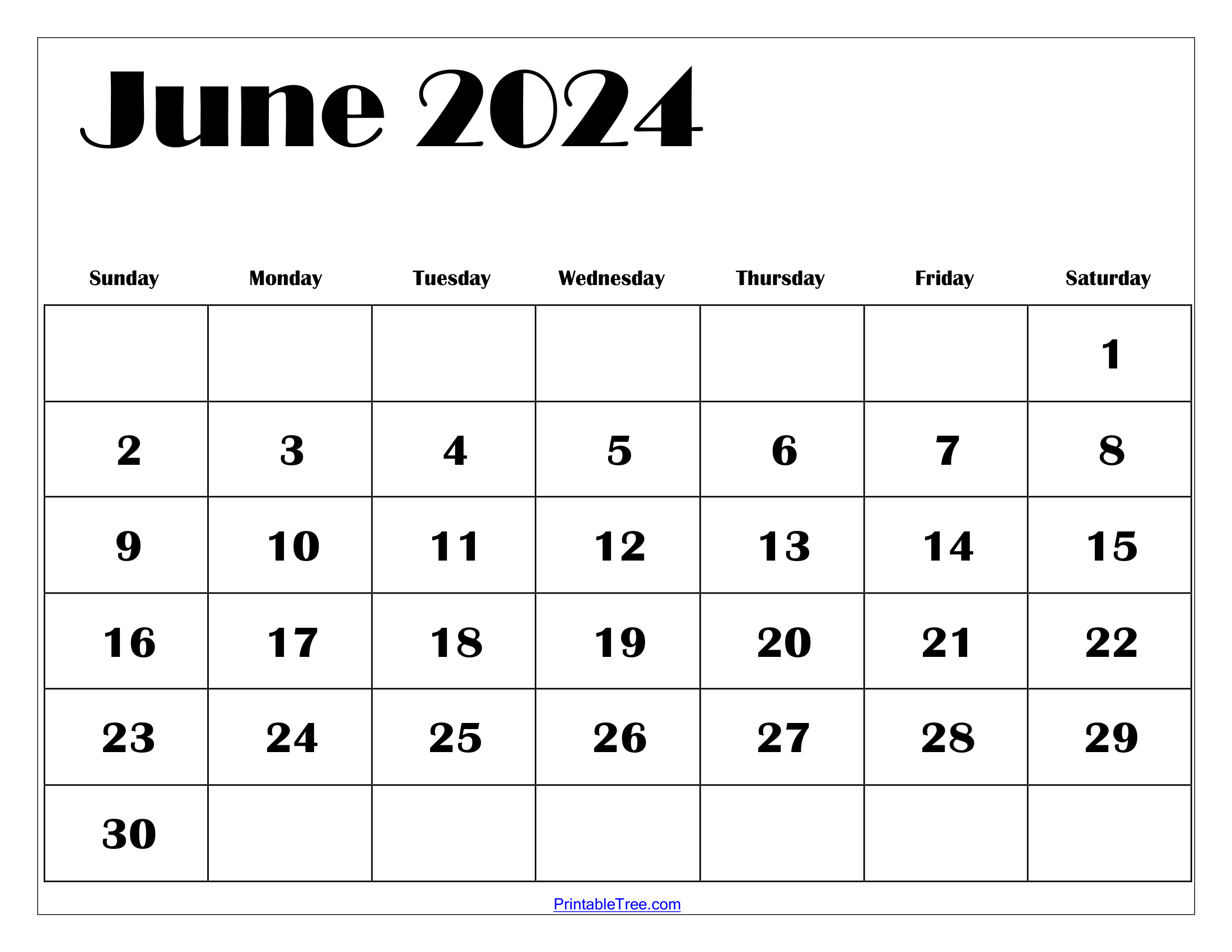 Blank June 2024 Calendar Printable Pdf Templates Free Download |  Calendar 2024