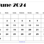 Blank June 2024 Calendar Printable Pdf Templates Free Download | Printable Calendar June 2023 To June 2024